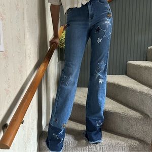 Red Valentino Star Patch Flared Jeans